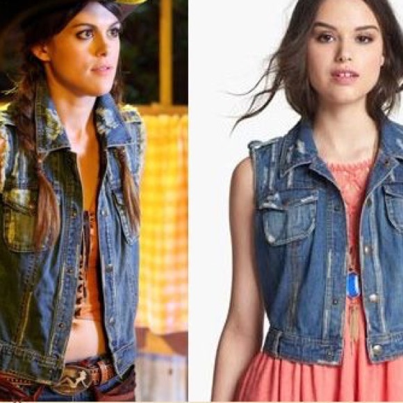 NWOT Free People denim crochet back vest - Picture 6 of 6